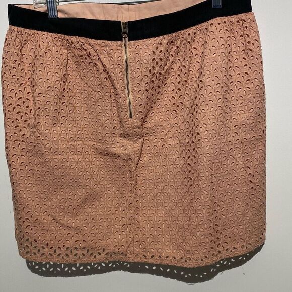 Ann Taylor Loft Women's Brown Eyelet Lace Mini Skirt Size 14 - Picture 5 of 9
